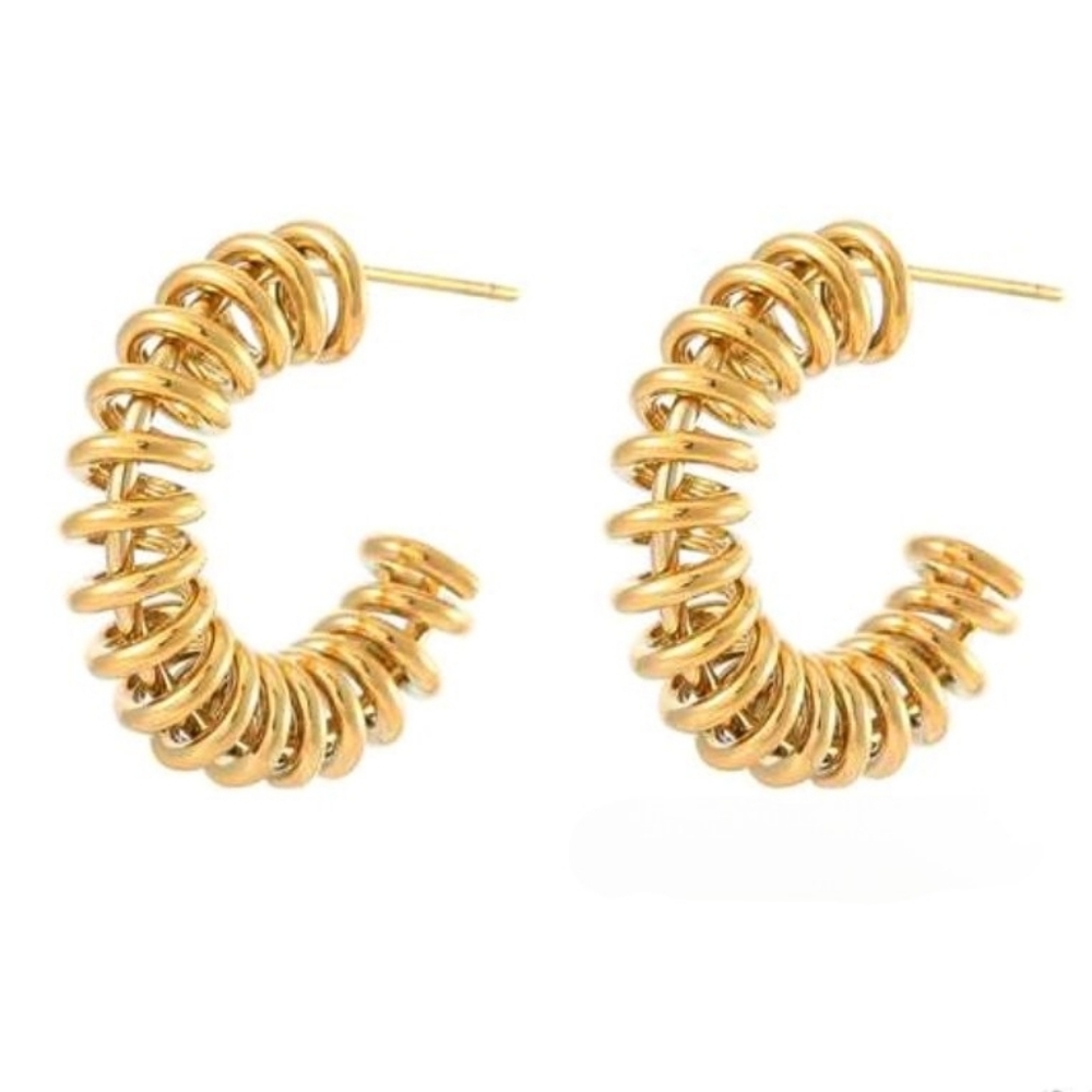 C-shape spring earrings; nwot; modern, minimalist; refined edgy
